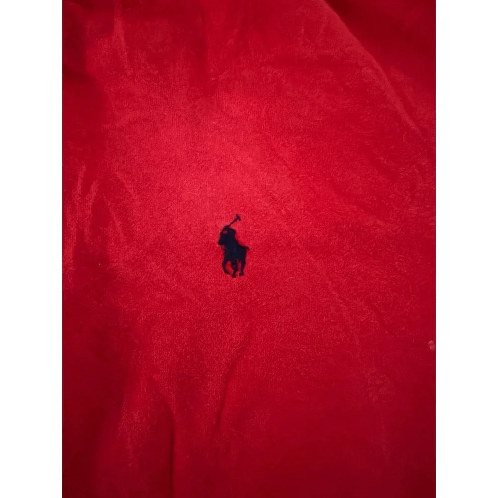 Polo Ralph Lauren Mens XL Red White Stripe Full Zip Track Jacket Mock Neck Pony